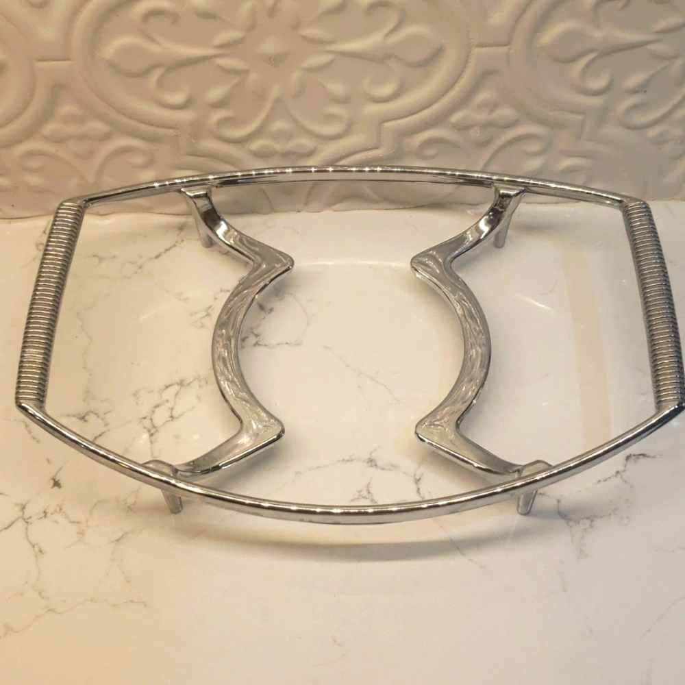 Vintage CORNING WARE Covered Casserole BLUE CORNFLOWER With Chrome Stand - Picture 2 of 7
